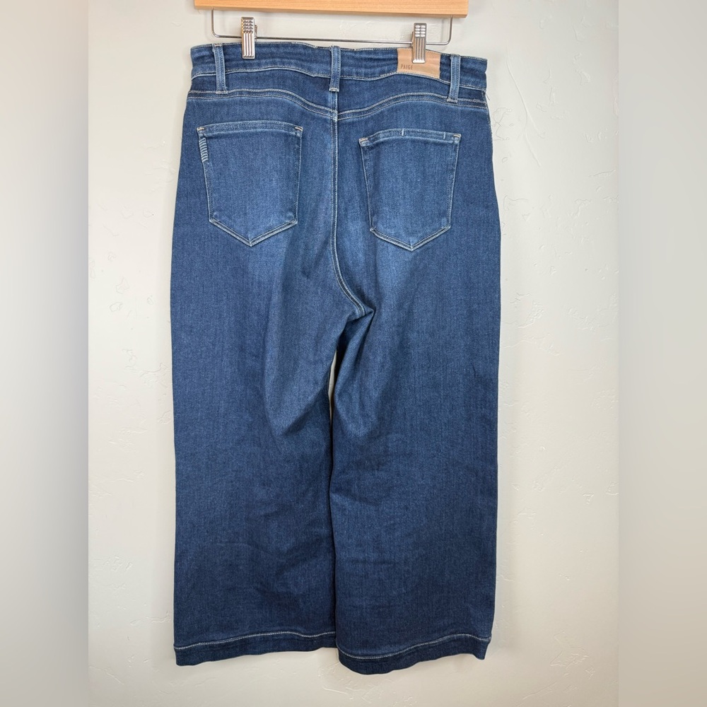 Paige Anessa Wide Leg Jeans Cropped Dark Denim Jean Size 32 - Picture 6 of 12